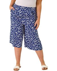 Roman - Curve Ikat Print Wide Leg Culottes - Lyst