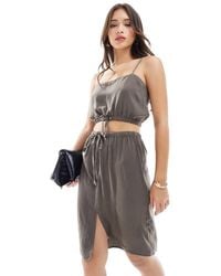 ASOS - Satin Tie Waist Premium 90's Length Skirt Co-Ord - Lyst