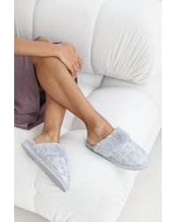 Where's That From - Wheres 'Celeste' Sequin Tweed Mule Slippers With Faux Fur Trim - Lyst