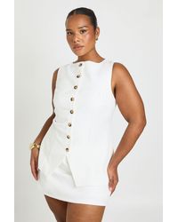 Boohoo - Plus Button Front Waistcoat And Mini Skort - Lyst