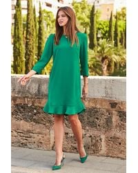 Sosandar - Emerald Ruffle Hem Shift Dress - Lyst