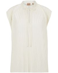 BOSS - V-Neck Band Collar Sleeveless Tunic Blouse - Lyst