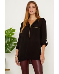 Sosandar - Zip Detail Longline Tunic Top Viscose - Lyst