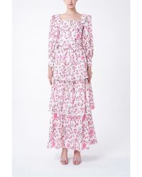 True Decadence - Square Neck Long Sleeve Maxi Wrap Dress - Lyst