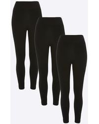 River Island - Leggings 3 Pack High Waisted Cotton - Lyst