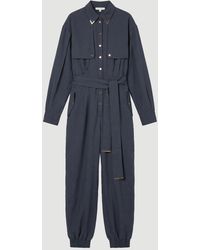 Karen Millen - Petite Cupro Utility Twill Woven Jumpsuit - Lyst