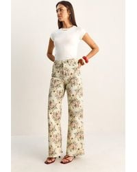 Bianco Lucci - High Waist Paisley Print Straight Leg Denim Pants - Lyst