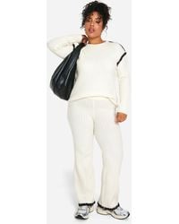 Boohoo - Plus Premium Heavyweight Contrast Trim Jumper And Trouser Knitted Set - Lyst