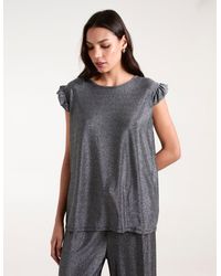 Blue Vanilla - Frill Sleeve Metallic Top - Lyst