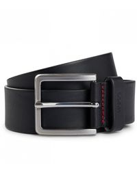 HUGO - Gionios Grainy Embossed-leather Belt With Brushed Metal Hardware Nos - Lyst