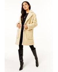 Gini London - Faux Fur Longline Teddy Overcoat - Lyst