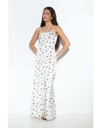 MissPap - Premium Tie Neck Satin Occasion Maxi Dress - Lyst