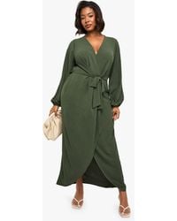 Boohoo - Plus Textured Tie Detail Maxi Dress - Lyst