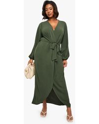 Boohoo - Plus Textured Tie Detail Maxi Dress - Lyst
