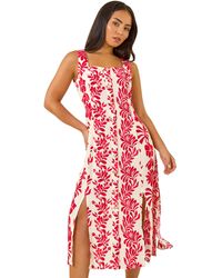 Roman - Petite Button Front Midi Dress - Lyst