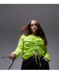 TOPSHOP - Curve Long Sleeve Ruched Front Top - Lyst