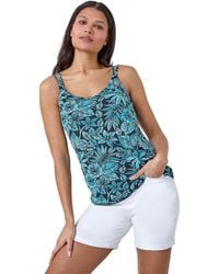 Roman - Floral Print Strap Detail Cami Top - Lyst