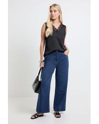 Wallis - Petite Lace Trim Cami Top - Lyst