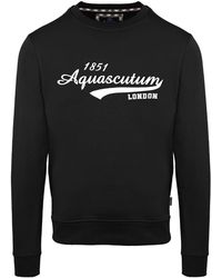 Aquascutum - Printed Logo Crew Neck Ribbed Collar Long Sleeve Sweatshirt - Lyst