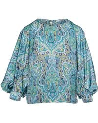 Conquista - Paisley Print Top With Bishop Sleeves - Lyst