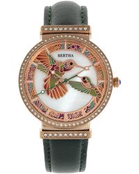 Bertha - Emily Mother-Of-Pearl Leather-Band Watch - Lyst
