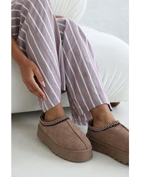 Where's That From - Wheres 'Quincy' Cosy Faux-Suede Fur Lining Platform Slipper - Lyst