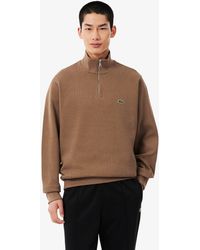 Lacoste - Zippered Stand-Up Collar Cotton Sweatshirt - Lyst