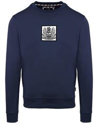 Aquascutum - Crew Neck Ribbed Collar Long Sleeve Sweatshirt - Lyst