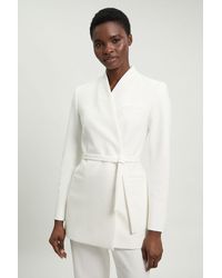 Karen Millen - Tailored Collarless Belted Blazer - Lyst