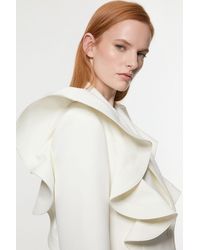 Karen Millen - Drama Ruffle Tailored Single Breasted Cropped Blazer - Lyst