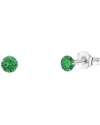 The Jewellery Stockroom - Sterling 3Mm Emerald Cz Stud Earrings - Lyst