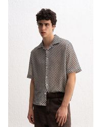Giesto - Geometric Textured Short Sleeve Shirt - Lyst