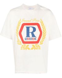 Rhude - Hoops Wereldkampioenen T-shirt In Wit - Lyst
