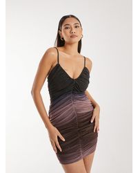 Pink Vanilla - Strappy Ruched Sparkle Ombre Mini Dress - Lyst
