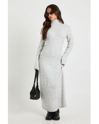Boohoo - Petite Roll Neck Super Soft Knitted Maxi Dress - Lyst