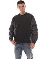 C.P. Company - Diagonal Raised Fleece Quilted Crewneck Sweatshirt In Grijs - Lyst