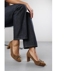 Where's That From - Wheres 'Primrose' Wide Fit Suede Block Heel Court Shoe With Bow Detail - Lyst