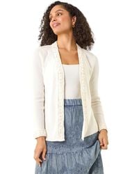 Roman - Crochet Trim Knit Cardigan - Lyst
