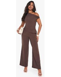 Boohoo - Linen Look Twist Strap Jumpsuit - Lyst