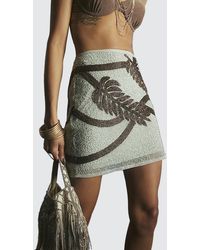 River Island - Mini Skirt Palm Print Embellished - Lyst