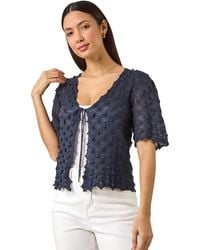Roman - Textured Tie Front Shrug - Lyst