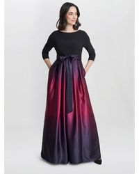 Gina Bacconi - Ingrid V Neck Back Ombre Satin Maxi Dress - Lyst