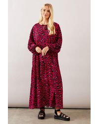 Wallis - Petite Leopard Tiered Smock Midaxi Dress - Lyst