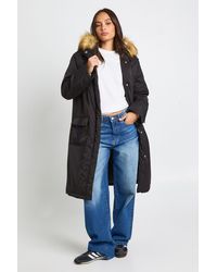 Boohoo - Fur Lined Hooded Parka Coat - Lyst