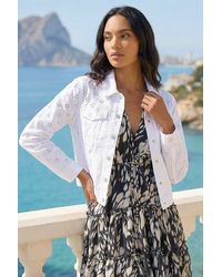 Roman - Cotton Blend Broderie Sleeve Jacket - Lyst