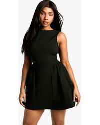 Boohoo - Tailored Slash Neck Volume Skater Mini Dress - Lyst