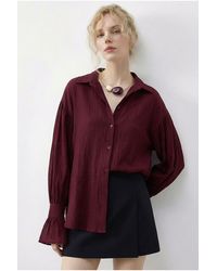Bianco Lucci - Oversized Frilly Button-Up Shirt - Lyst