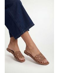 Good for the Sole - Amelie Faux Leather Lattice Detail Sliders - Lyst