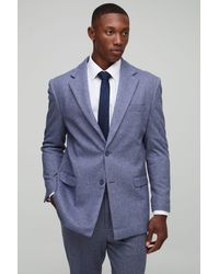 BoohooMAN - Straight Fit Herringbone Suit Jacket - Lyst