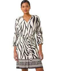 Roman - Abstract Border Tie Shirt Dress - Lyst